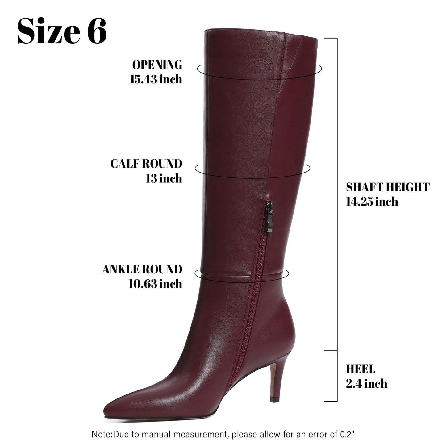 Knee High Boots for Women Pointed Toe Stiletto Kitten Heel Tall Boots Side Zipper Wide Calf Boot Fall Winter Sexy Fashion Dress Shoes Botas Negras