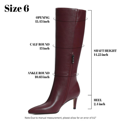 Knee High Boots for Women Pointed Toe Stiletto Kitten Heel Tall Boots Side Zipper Wide Calf Boot Fall Winter Sexy Fashion Dress Shoes Botas Negras