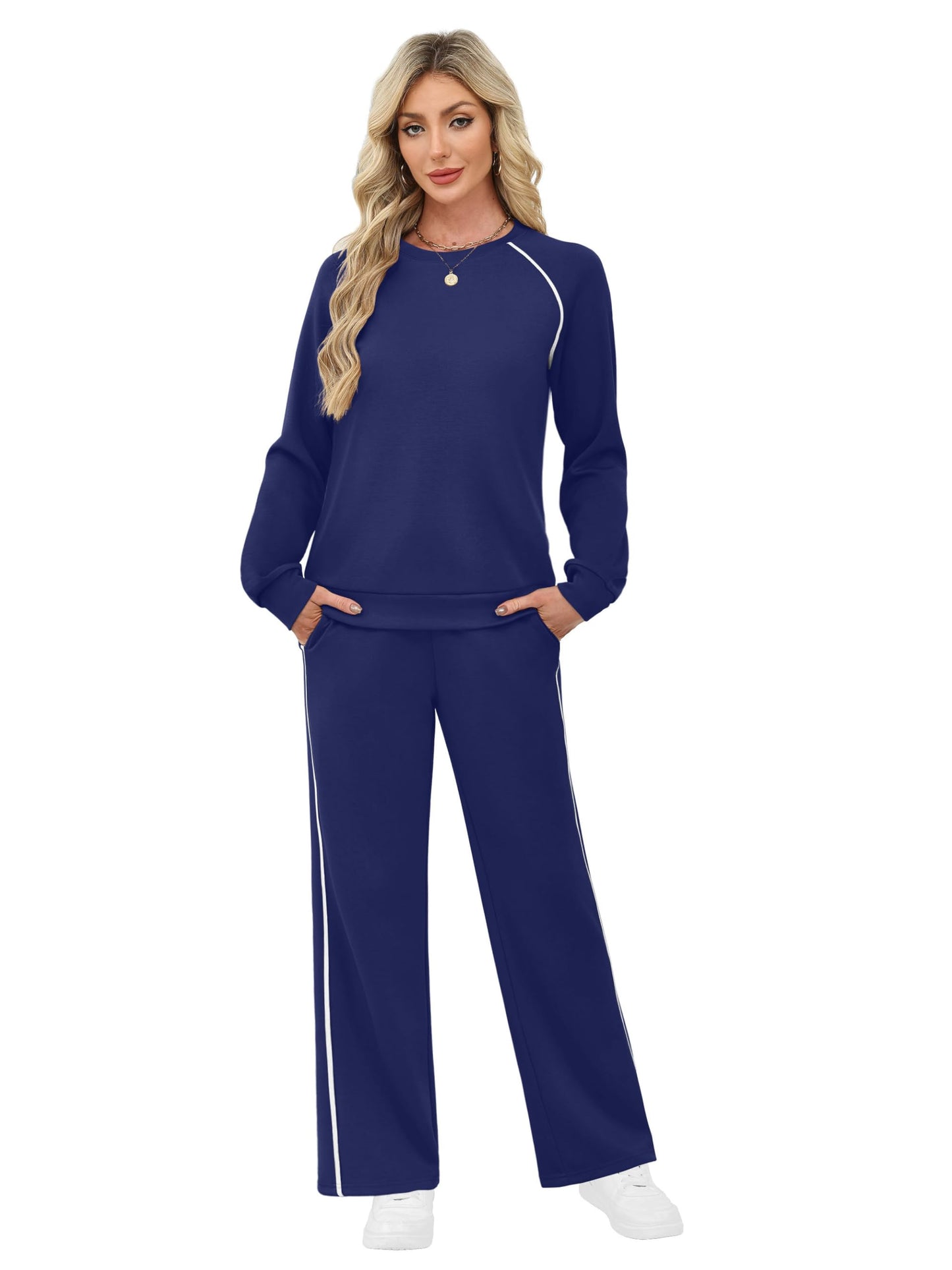 SAMPEEL Women 2 Piece Lounge Sets Sweatsuit Fall Outfits Matching Wide Leg pants Set Tracksuit Trendy Clothes