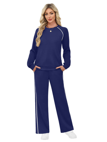 SAMPEEL Women 2 Piece Lounge Sets Sweatsuit Fall Outfits Matching Wide Leg pants Set Tracksuit Trendy Clothes