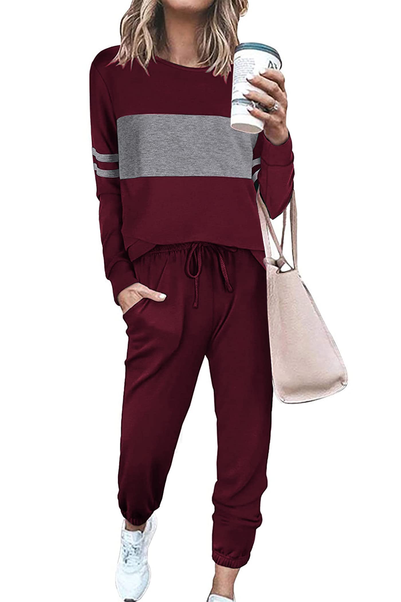 PRETTYGARDEN Womens 2 Piece Sets 2025 Long Sleeve Tops High Waisted Sweatpants Lounge Set Fall Fashion Travel Outfits