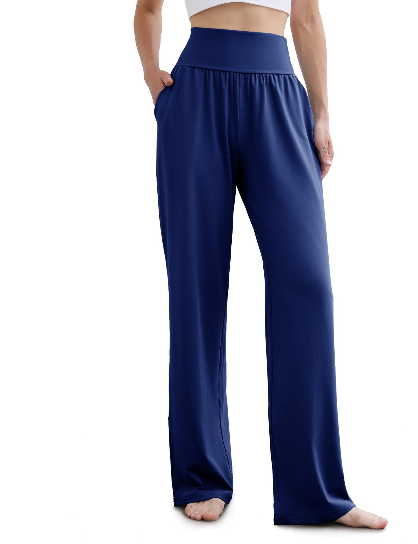 ESOFT Women's Wide Leg Yoga Pants High Waisted Lounge Loose Palazzo with Pockets Comfy Flowy Cozy Pajama Pants 28" 30" 32"