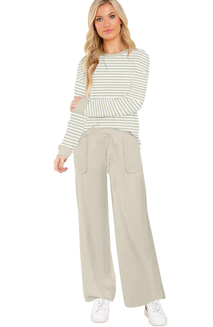 ETCYY NEW Lounge Sets for Women 2 Piece Outfits with Side Split Sweatshirt Tops and Wide Leg Sweatpants