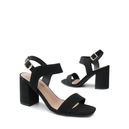 DREAM PAIRS Women's High Chunky Heels Square Toe Block Ankle Strap Dress Comfort Sandals