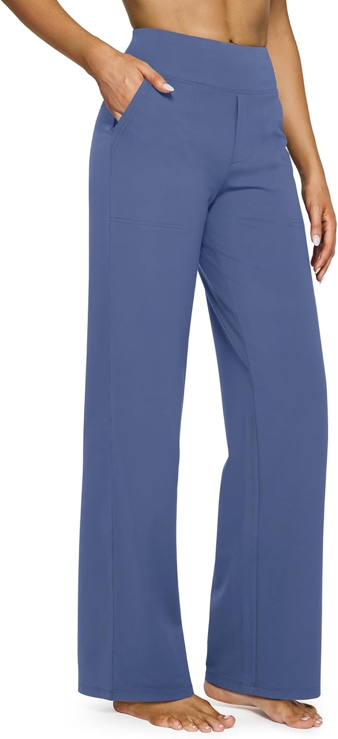 G4Free Yoga Pants Women Wide Leg Pants with Pockets High Waist Stretch Dress Casual Sweatpants Petite/Regular/Tall