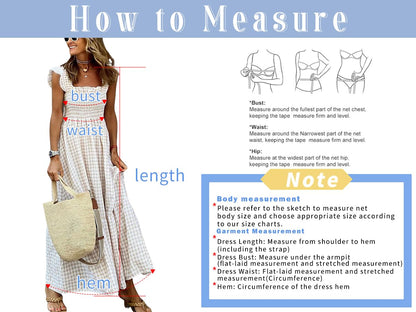 chouyatou Women's Retro Plaid Smocked Dress Spaghetti Strap Flounce Long Dress