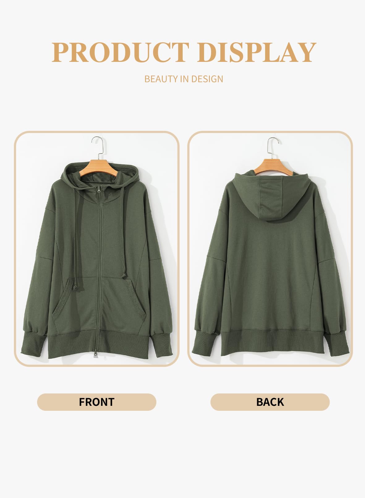 Eytino Women Plus Size Sweatshirts Long Sleeve Zip Up Oversized Casual Hoodies Jackets 2025 Fashion Fall Outfits(1X-5X)