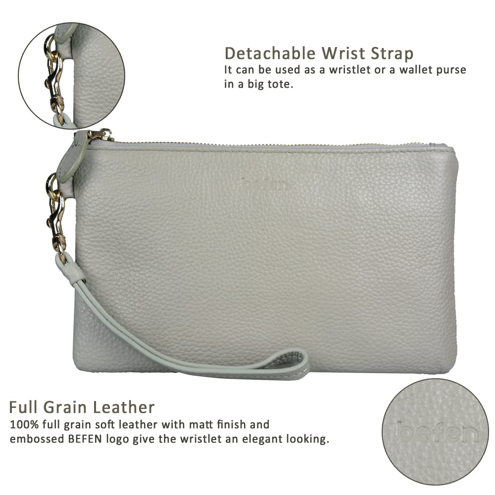 befen Genuine Leather Wristlet Clutch RFID Blocking Bag Cell Phone Wallet Purse Wristlet Wallet Purses and Handbags for Women