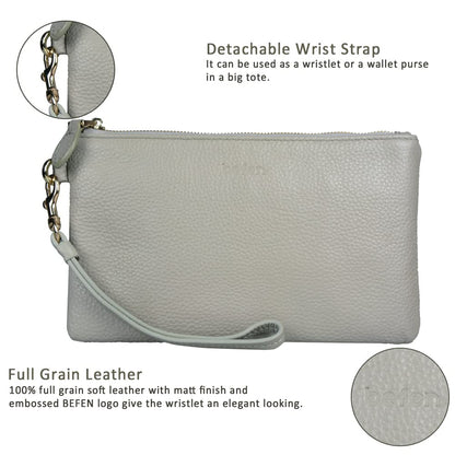 befen Genuine Leather Wristlet Clutch RFID Blocking Bag Cell Phone Wallet Purse Wristlet Wallet Purses and Handbags for Women