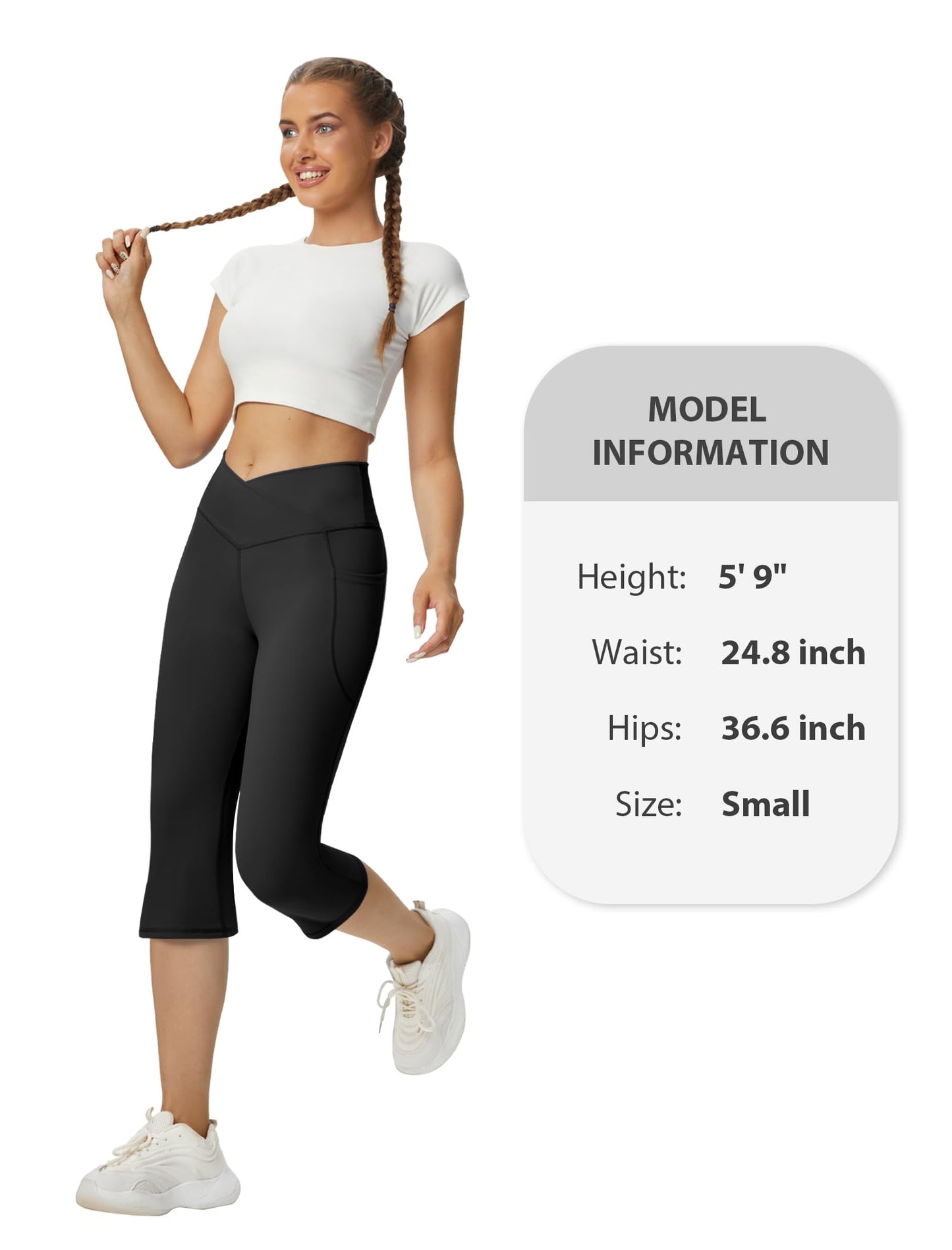 Women's Flare Leggings with Pockets-Crossover High Waisted Bootcut Yoga Pants-Tummy Control Bell Bottom Leggings