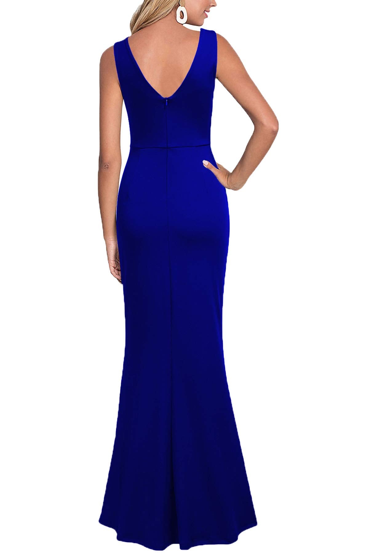 WOOSEA Women Sleeveless V Neck Split Evening Cocktail Long Dress