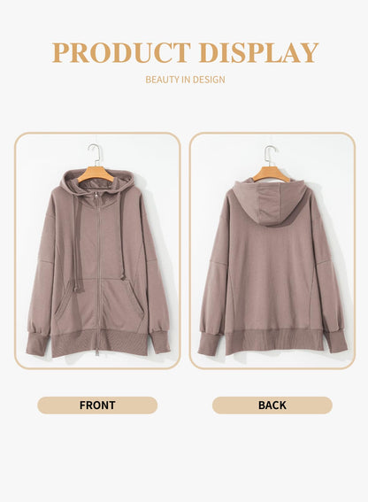 Eytino Women Plus Size Sweatshirts Long Sleeve Zip Up Oversized Casual Hoodies Jackets 2025 Fashion Fall Outfits(1X-5X)