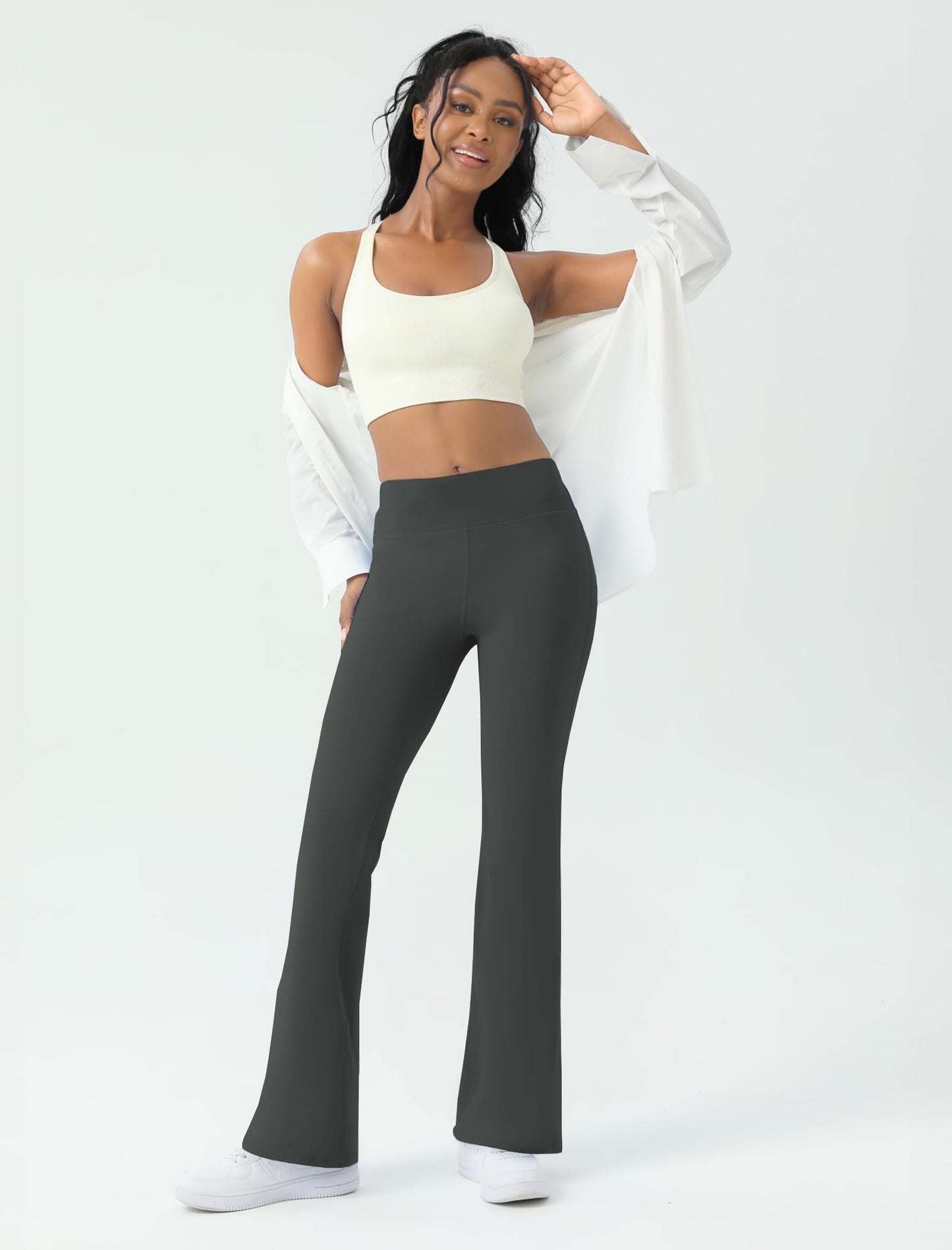 Women's Yoga Pants Bootcut Flare Leggings Flared Bell Bottom Leggings High-Waisted Workout Pants Tummy Control