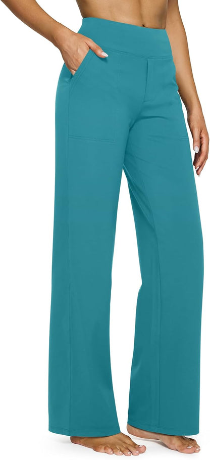 G4Free Yoga Pants Women Wide Leg Pants with Pockets High Waist Stretch Dress Casual Sweatpants Petite/Regular/Tall