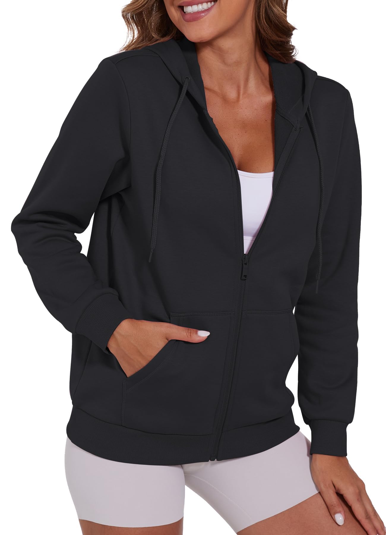 SMENG Womens Zip Up Hoodies Long Sleeve Fit Hooded Sweatshirts 2025 Casual Lightweight Jacket