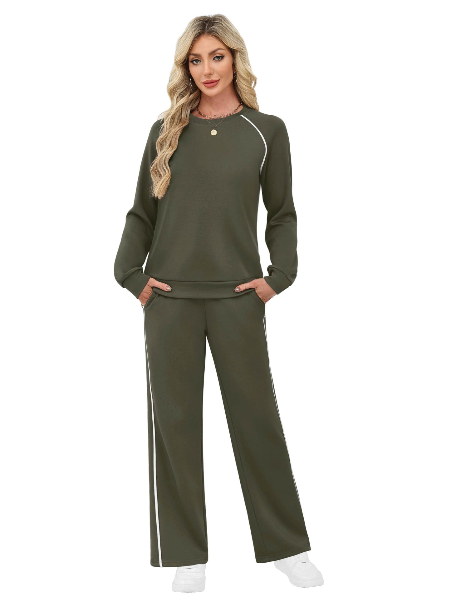 SAMPEEL Women 2 Piece Lounge Sets Sweatsuit Fall Outfits Matching Wide Leg pants Set Tracksuit Trendy Clothes
