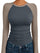 Trendy Queen Women's Long Sleeve Shirts Slim Fit Stretchy Color Block Slightly Cropped Tops