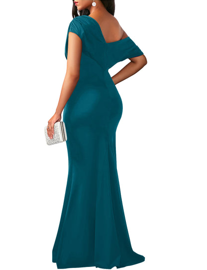 YMDUCH Women's Elegant Sleeveless Off Shoulder Bodycon Long Formal Party Evening Dress