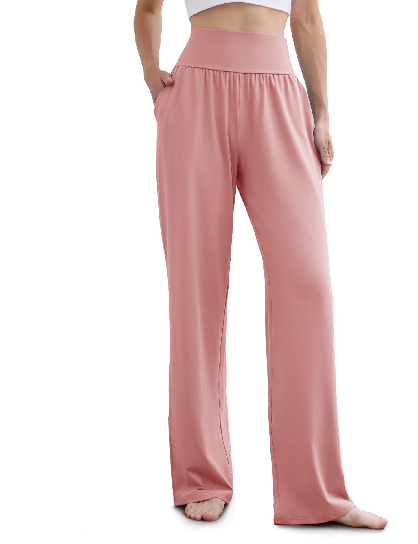 ESOFT Women's Wide Leg Yoga Pants High Waisted Lounge Loose Palazzo with Pockets Comfy Flowy Cozy Pajama Pants 28" 30" 32"