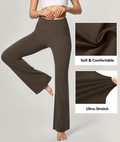 IUGA Yoga Pants Women Wide Leg High Waist Bootcut Workout Flare Leggings Tummy Control Work Dress Pants Women 4 Pockets