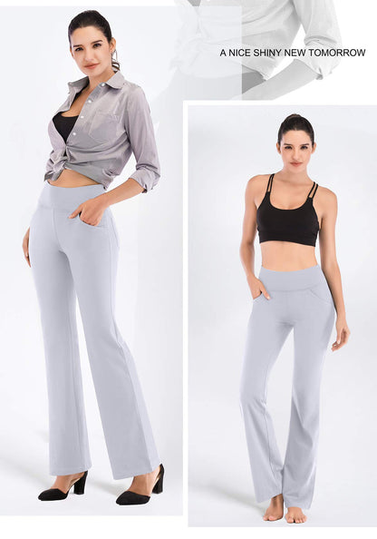 IUGA Yoga Pants Women Wide Leg High Waist Bootcut Workout Flare Leggings Tummy Control Work Dress Pants Women 4 Pockets