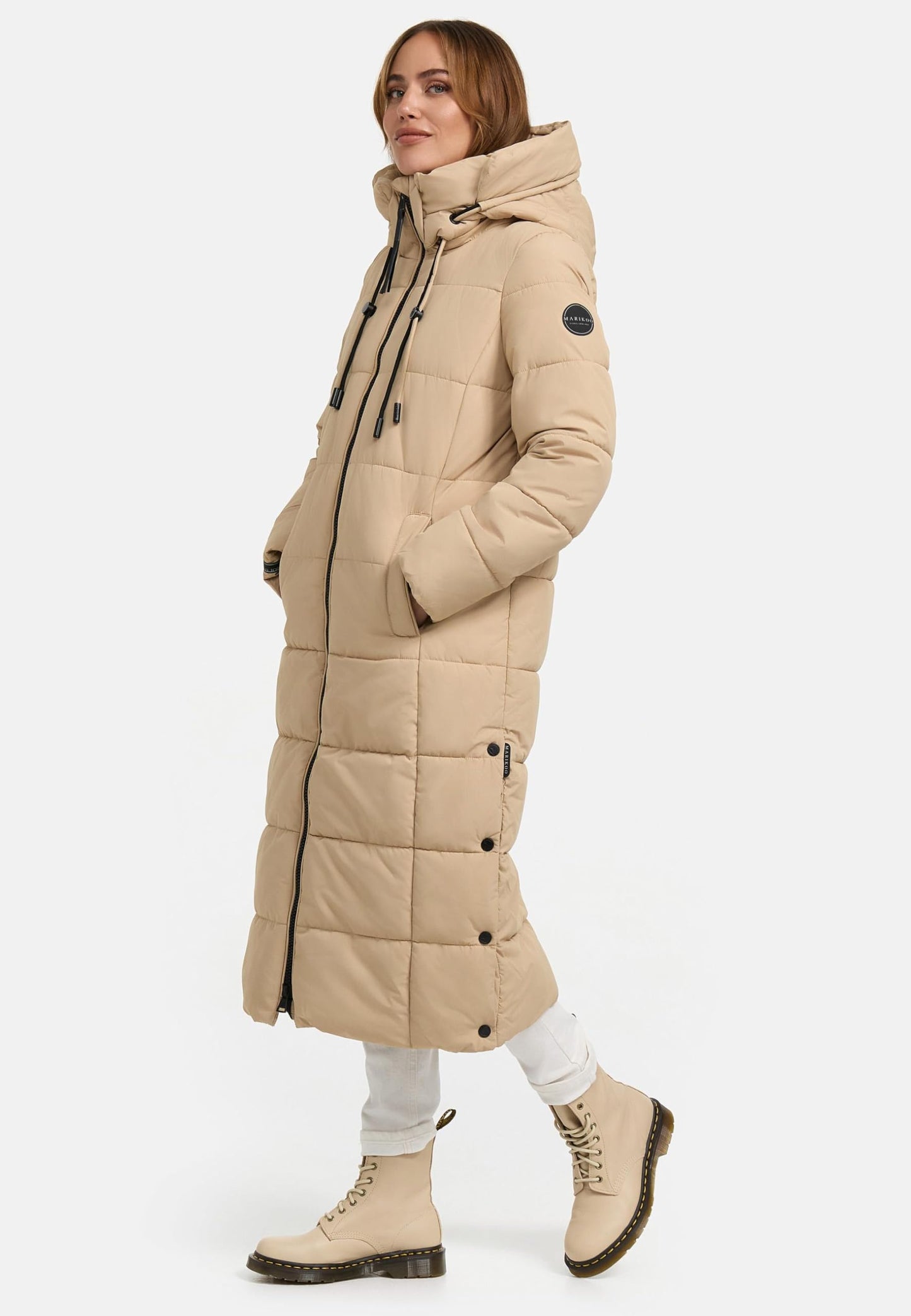 Long Fall & Winter Coat for Women | Detachable Hood | Quilted Women’s Calf-Length Jacket | Nadeshikoo XVI XS-5XL