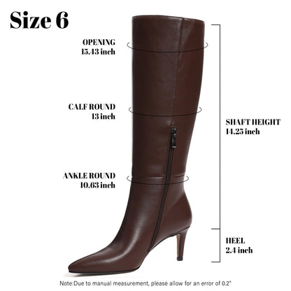 Knee High Boots for Women Pointed Toe Stiletto Kitten Heel Tall Boots Side Zipper Wide Calf Boot Fall Winter Sexy Fashion Dress Shoes Botas Negras