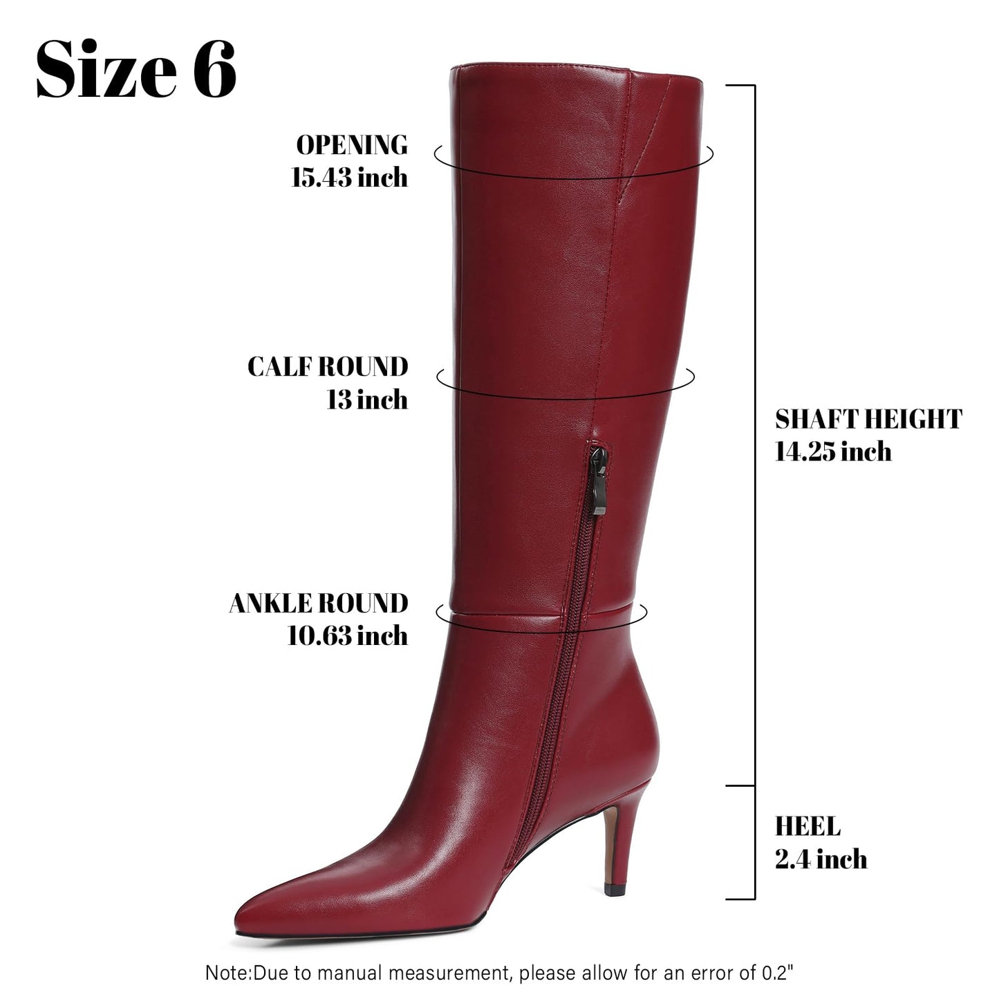 Knee High Boots for Women Pointed Toe Stiletto Kitten Heel Tall Boots Side Zipper Wide Calf Boot Fall Winter Sexy Fashion Dress Shoes Botas Negras