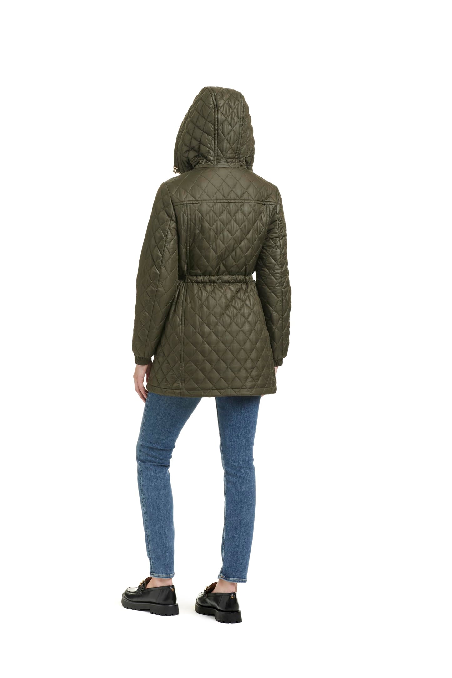 kate spade new york Women's Water Resistant Quilted Hooded Jacket with Adjustable Waist