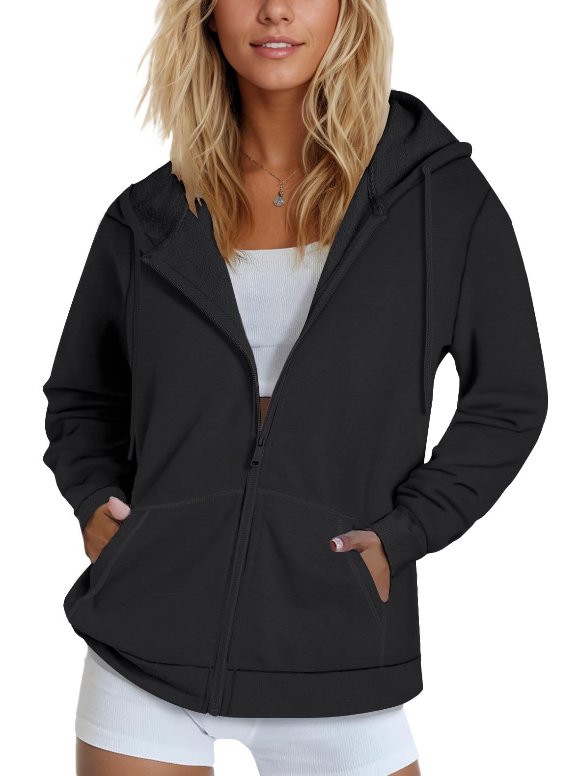 SMENG Womens Zip Up Hoodies Long Sleeve Fit Hooded Sweatshirts 2025 Casual Lightweight Jacket