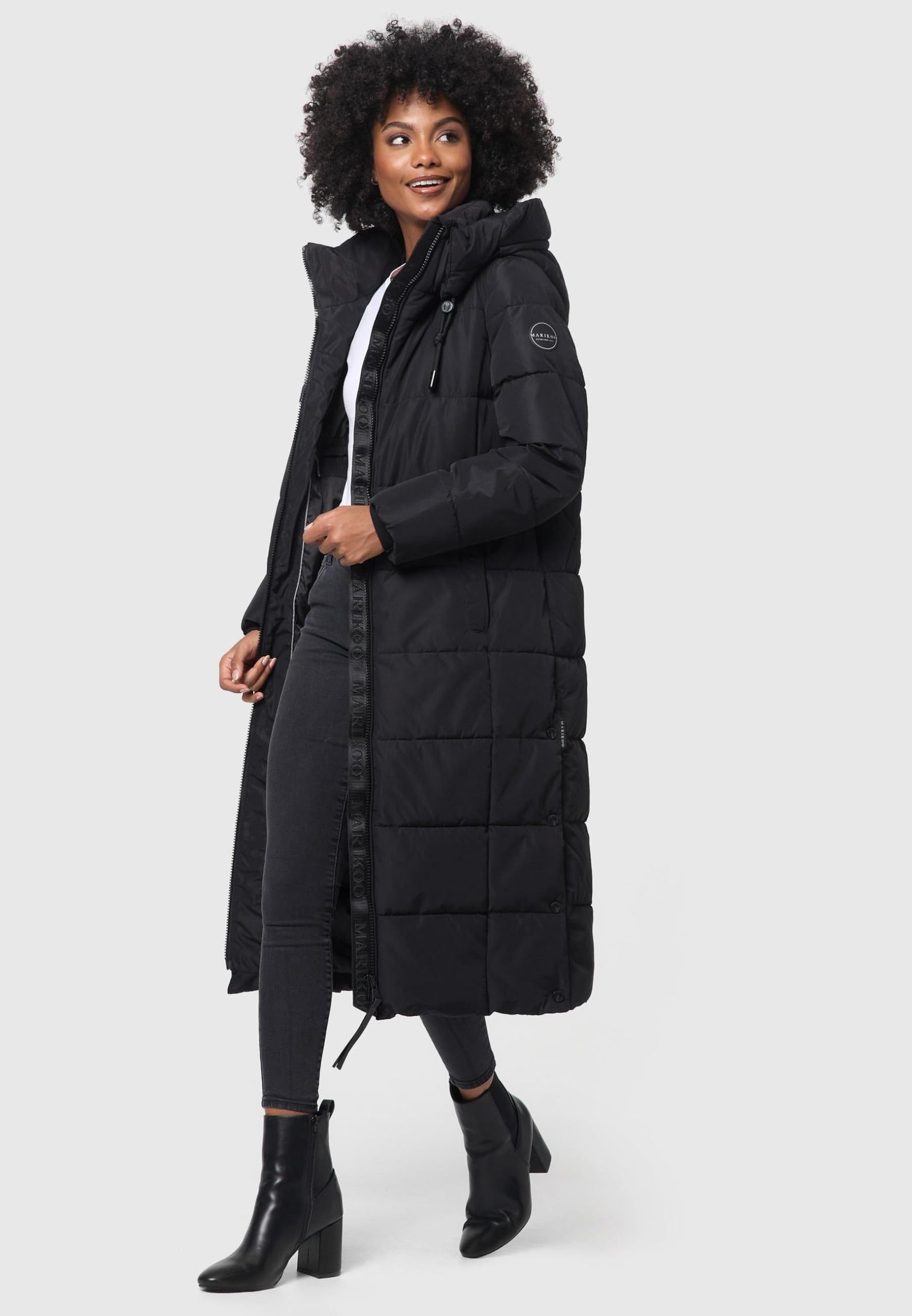 Long Fall & Winter Coat for Women | Detachable Hood | Quilted Women’s Calf-Length Jacket | Nadeshikoo XVI XS-5XL