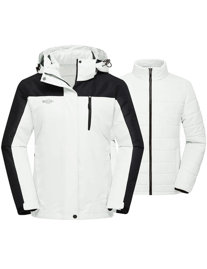 wantdo Women's 3 in 1 Waterproof Ski Jacket Windproof Winter Snow Coat Snowboarding Jackets Warm Raincoat