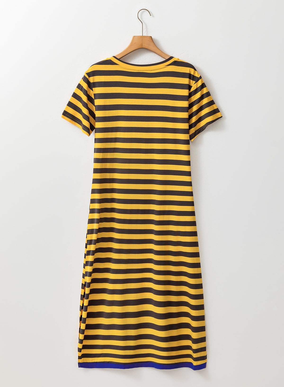 Dokotoo Summer Dress Casual Womens Fashion Short Sleeve Maxi Dress T Shirt Dress Striped Long Color Block Maxi Dress