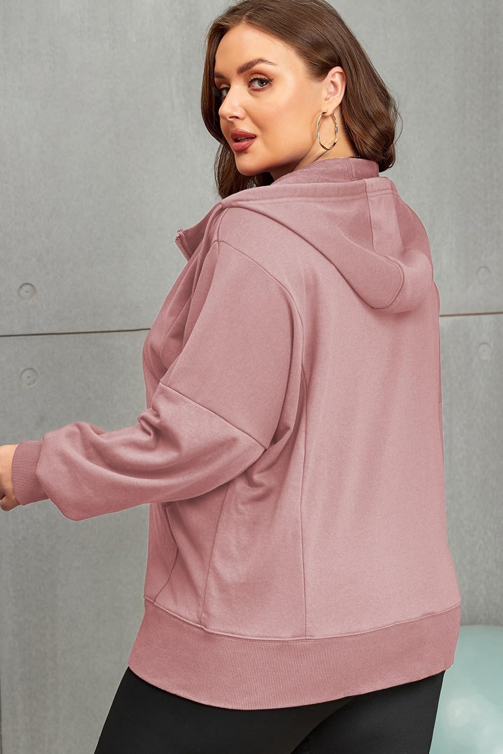 Eytino Women Plus Size Sweatshirts Long Sleeve Zip Up Oversized Casual Hoodies Jackets 2025 Fashion Fall Outfits(1X-5X)