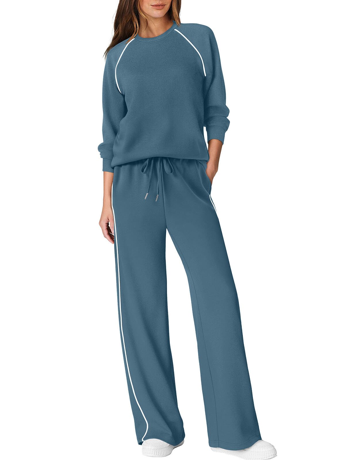 SAMPEEL Women 2 Piece Lounge Sets Sweatsuit Fall Outfits Matching Wide Leg pants Set Tracksuit Trendy Clothes