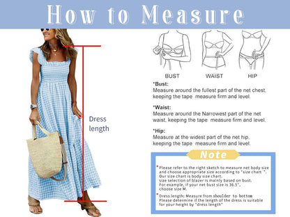 chouyatou Women's Retro Plaid Smocked Dress Spaghetti Strap Flounce Long Dress