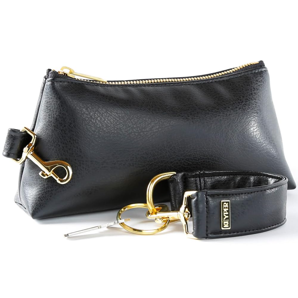 2-Piece Luxe Wristlet Set (IT Bag and a Key Ring Bracelet) Vegan Leather Classic Clutch Luxury Purse for Women