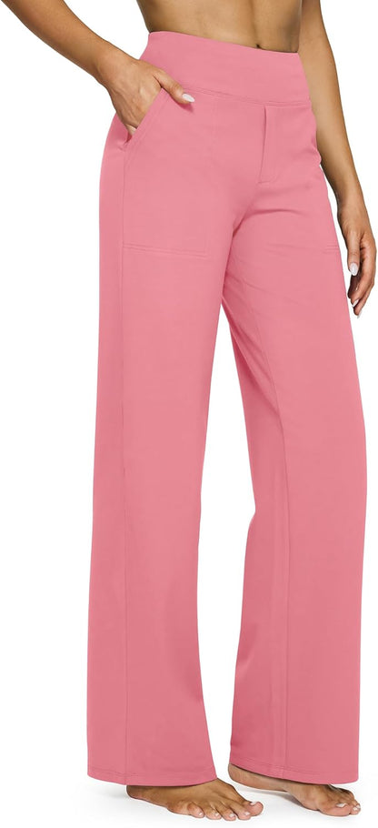 G4Free Yoga Pants Women Wide Leg Pants with Pockets High Waist Stretch Dress Casual Sweatpants Petite/Regular/Tall