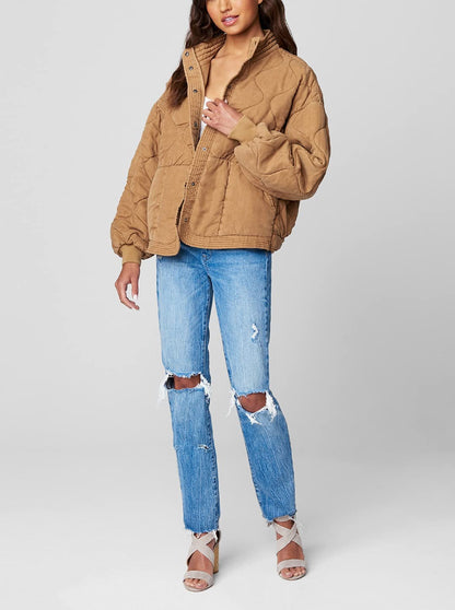 [BLANKNYC] Womens Luxury Clothing Tencel Drop Shoulder Quilted Jacket