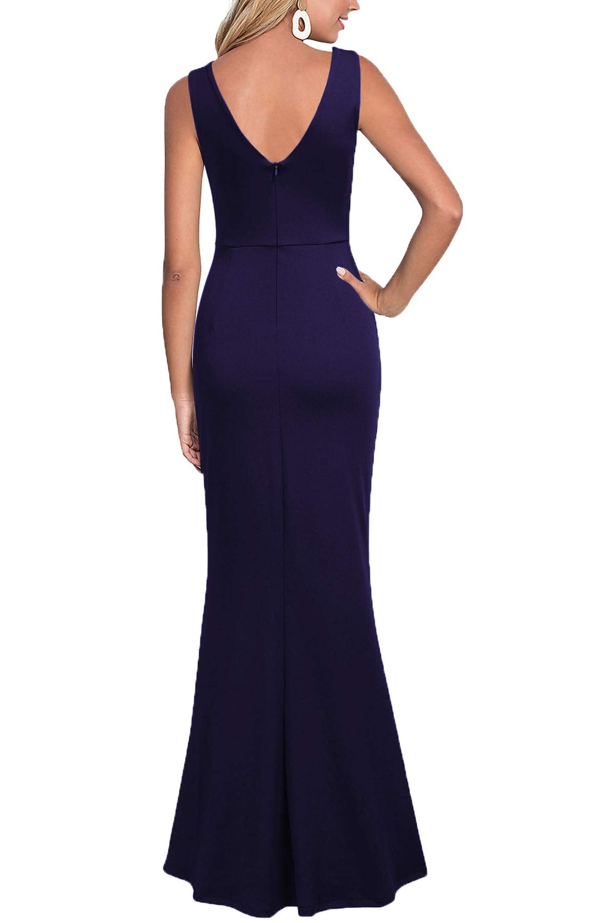WOOSEA Women Sleeveless V Neck Split Evening Cocktail Long Dress