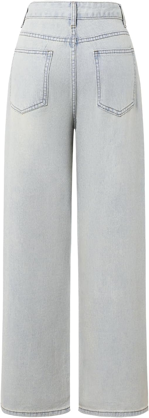 Women's High-Waisted Straight Pants Loose Stretch Lightweight Belly Fashion Jeans