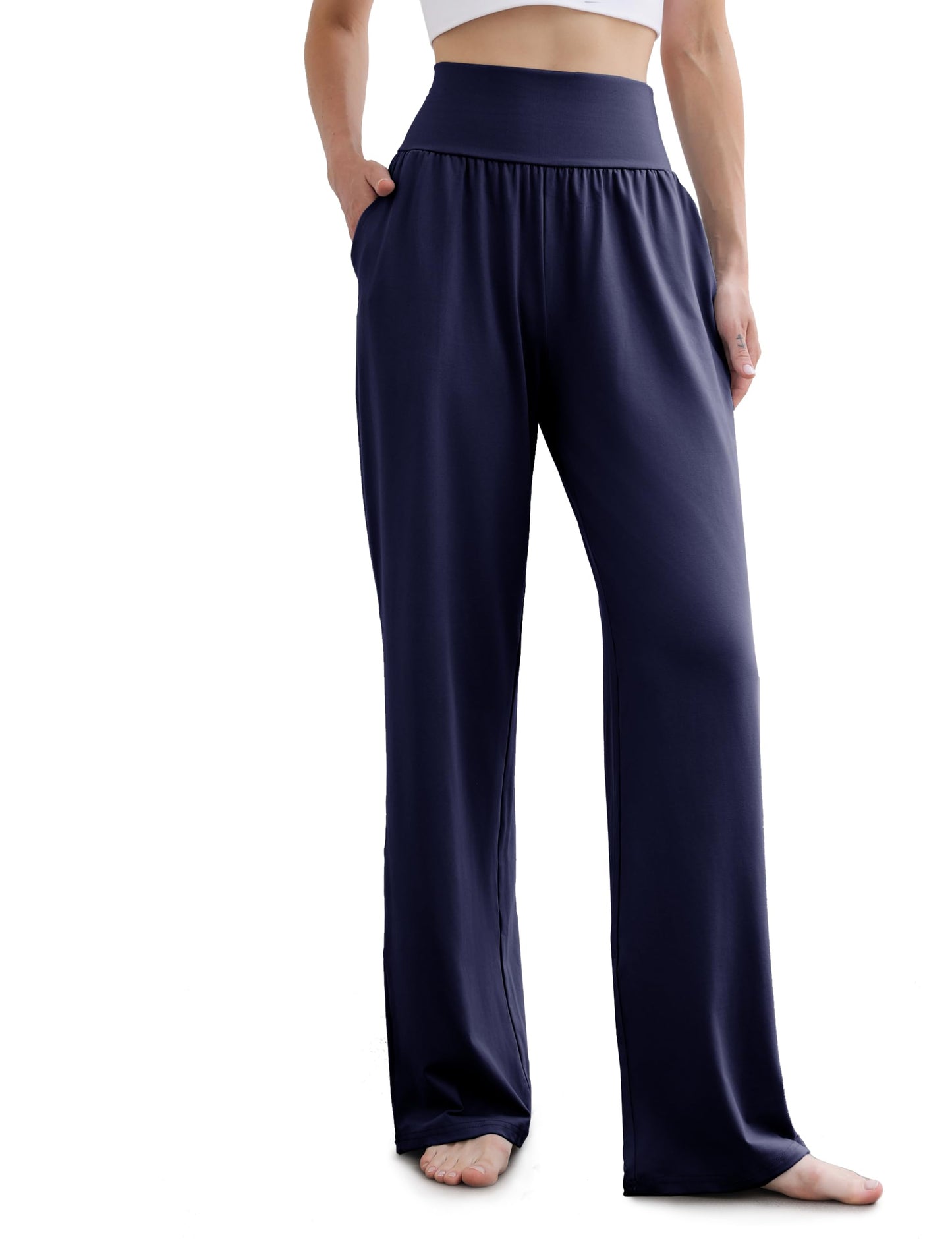 ESOFT Women's Wide Leg Yoga Pants High Waisted Lounge Loose Palazzo with Pockets Comfy Flowy Cozy Pajama Pants 28" 30" 32"