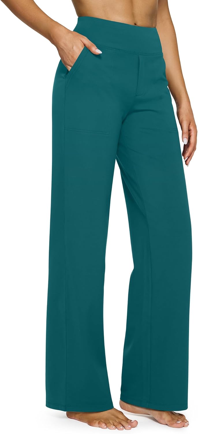 G4Free Yoga Pants Women Wide Leg Pants with Pockets High Waist Stretch Dress Casual Sweatpants Petite/Regular/Tall