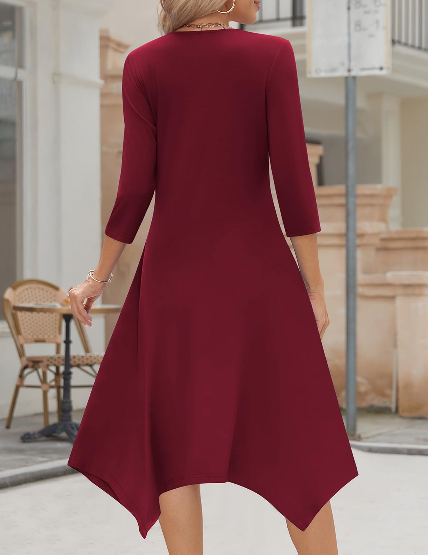 Zeagoo Midi Women 3/4 Sleeve Dress Casual Dresses with Pockets 2025 Fall A Line Dress Elegant Formal Modest Dresses