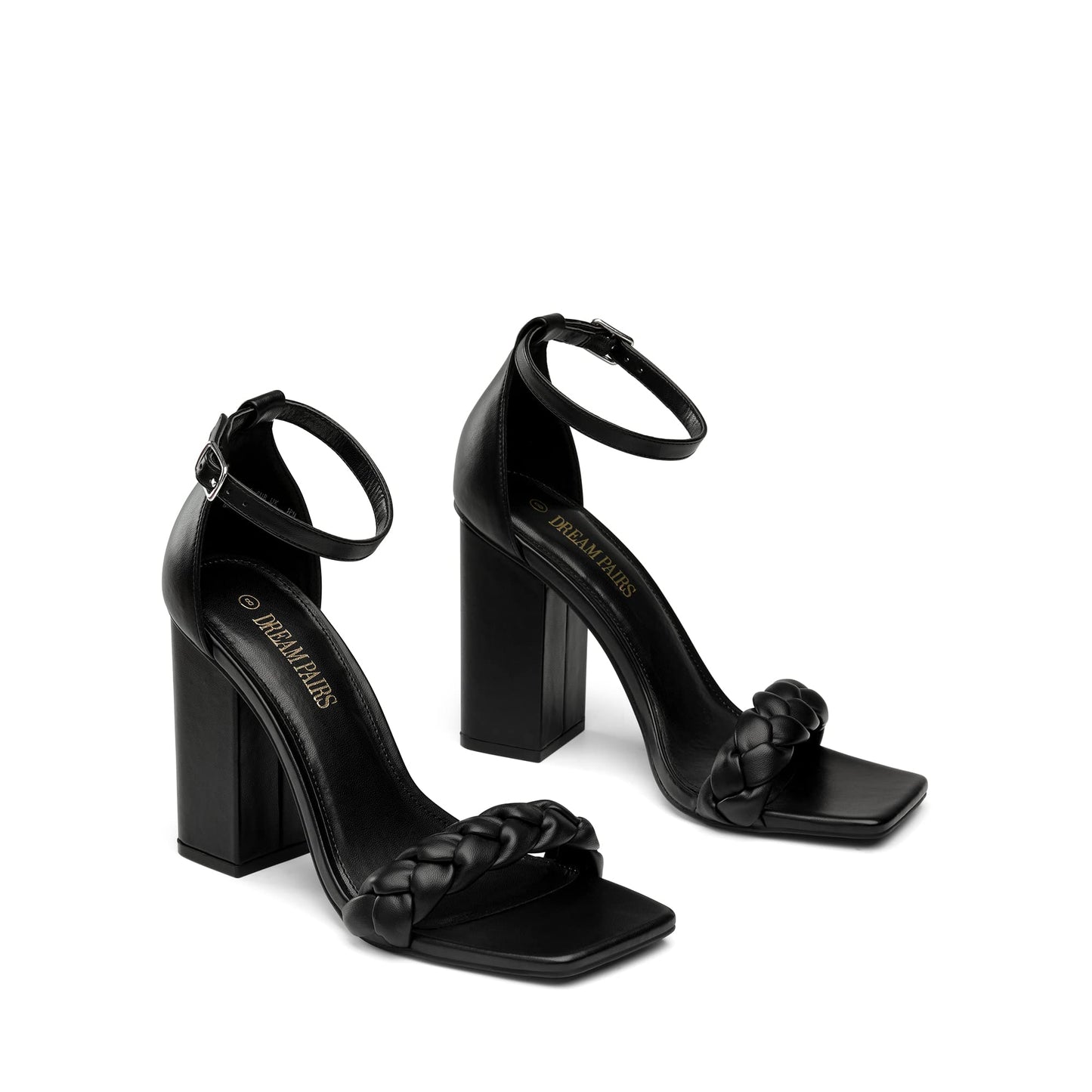 DREAM PAIRS Women's Heels for Women Braided Open Toe Ankle Strap High Block Chunky Heel Sandals Party Wedding Dress Pumps Shoes
