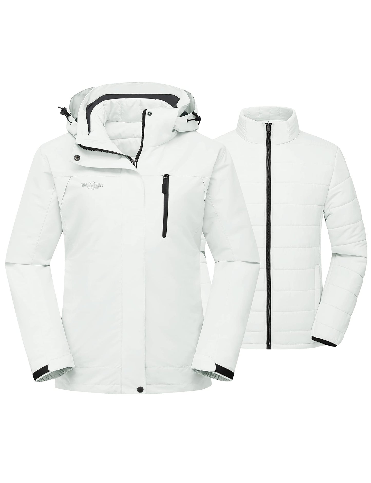 wantdo Women's 3 in 1 Waterproof Ski Jacket Windproof Winter Snow Coat Snowboarding Jackets Warm Raincoat