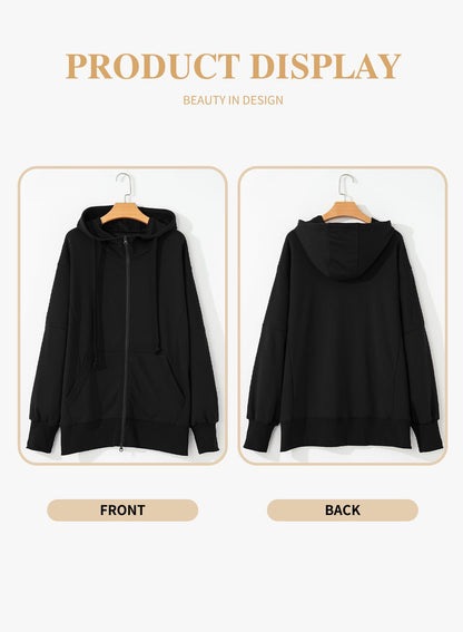 Eytino Women Plus Size Sweatshirts Long Sleeve Zip Up Oversized Casual Hoodies Jackets 2025 Fashion Fall Outfits(1X-5X)