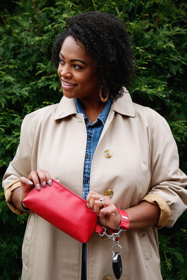 2-Piece Luxe Wristlet Set (IT Bag and a Key Ring Bracelet) Vegan Leather Classic Clutch Luxury Purse for Women