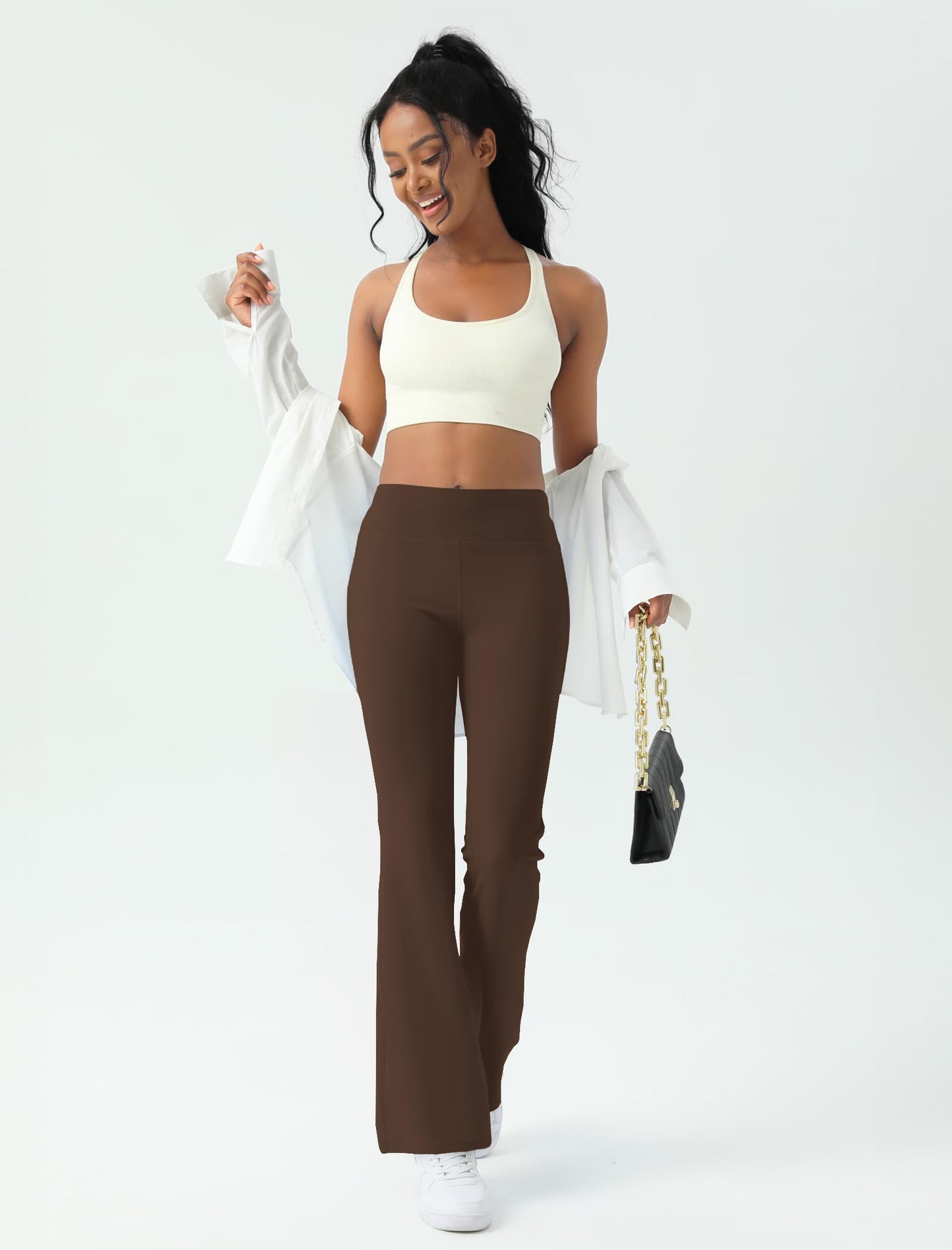 Women's Yoga Pants Bootcut Flare Leggings Flared Bell Bottom Leggings High-Waisted Workout Pants Tummy Control