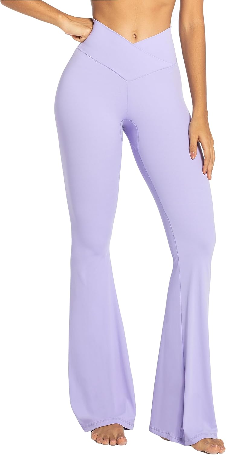 Sunzel Flare Leggings, Crossover Yoga Pants with Tummy Control, High-Waisted and Wide Leg